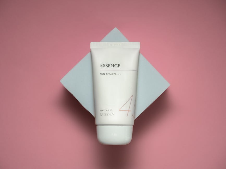 Studio shot of luxury sun cream with SPF45 on a stylish pink background